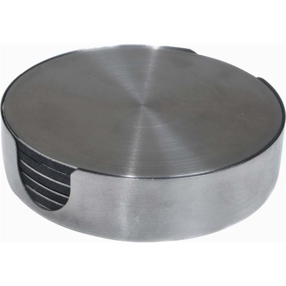 Thirstystone Stainless Steel Coasters, 6 + Holder — Set of 6 · stainless · matching holder
